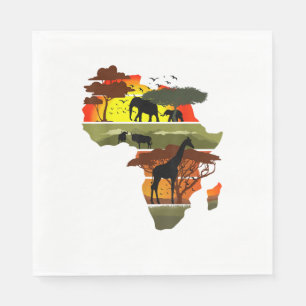 Africa Continent Sunset Safari Nature Wild Life  Napkin