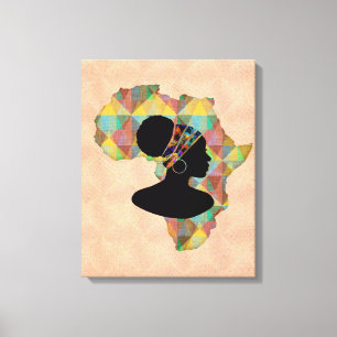 Africa Country and African Woman in Head Wrap Canvas Print