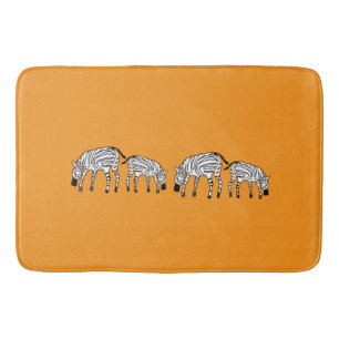 Africa Cute and Happy Kenyan Zebras Bath Mat
