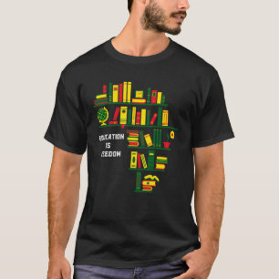 Africa Education Is Freedom Library Book Black Hi T-Shirt