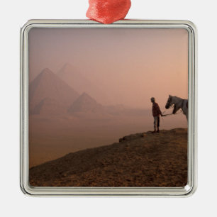 Africa, Egypt, Cairo, Giza, Giza pyramids at Metal Ornament