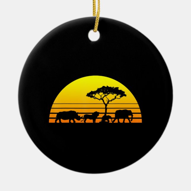 Africa Elephant Lion Rhino Kenya Namibia Tanzania Ceramic Ornament (Front)