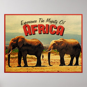 Africa Elephants Vintage Travel Poster