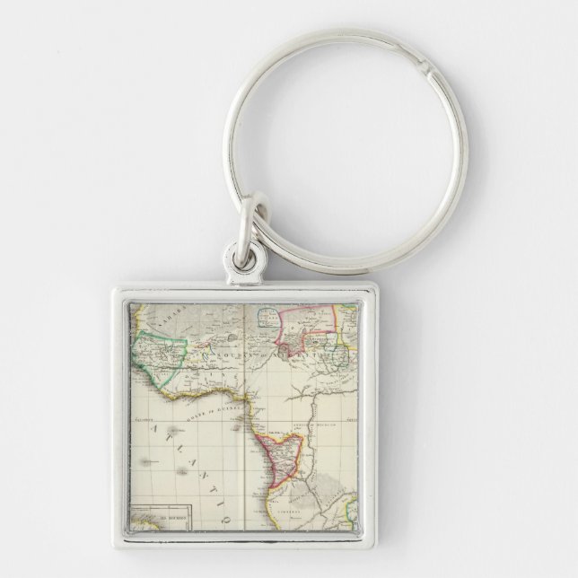 Africa Engraved map with 2 inset maps Keychain (Front)