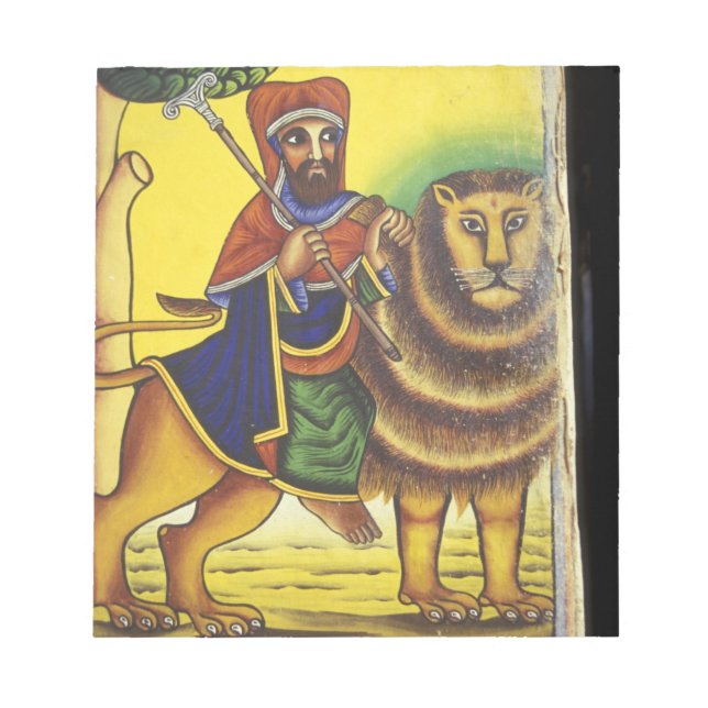 Africa, Ethiopia. Artwork depicting Lion of Notepad (Front)