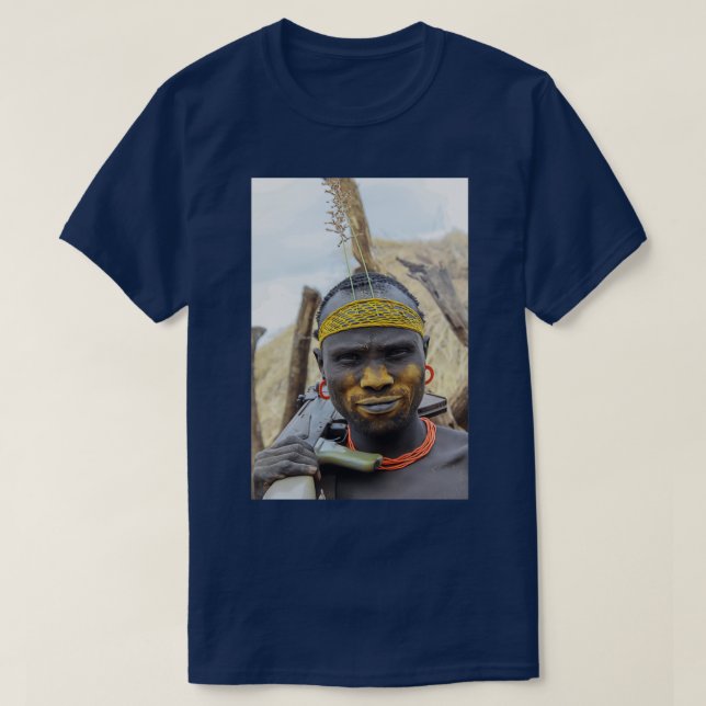Africa Ethiopia Debub Omo Zone Mursi tribesman 1 T-Shirt (Design Front)