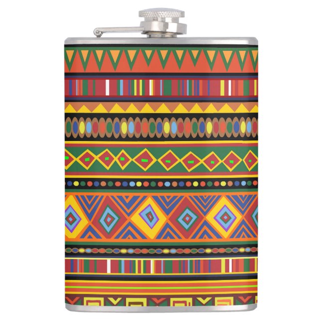 Africa Ethnic Art Pattern  Hip Flask (Front)