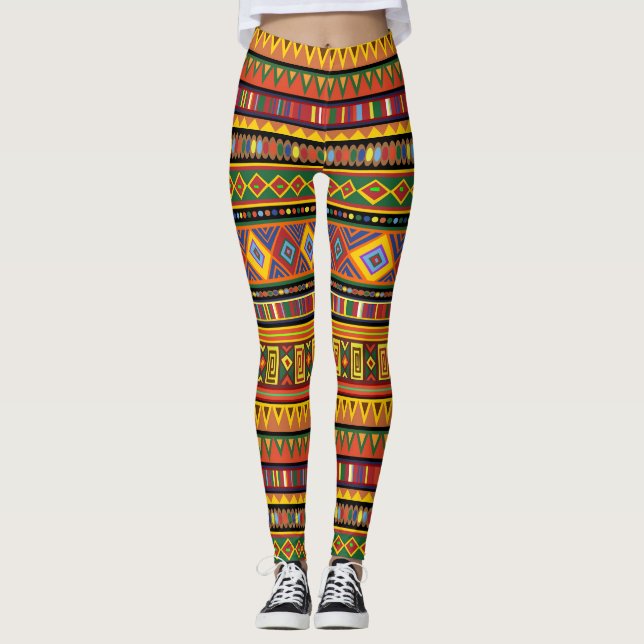 Africa Ethnic Art Pattern  Leggings (Front)