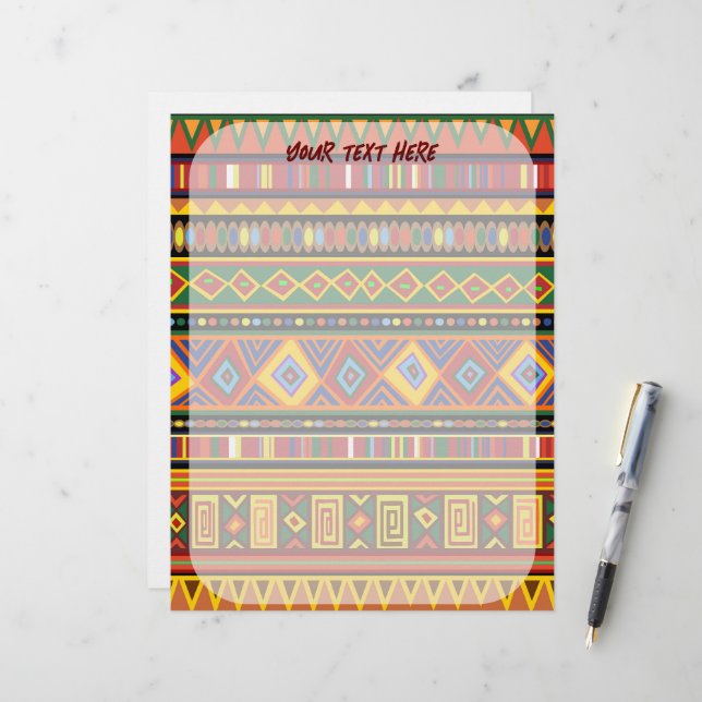 Africa Ethnic Art Pattern  Letterhead (Front/Back In Situ)