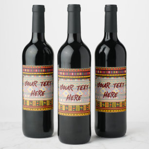 Africa Ethnic Art Pattern Wine Label