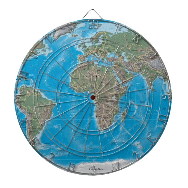 Africa, Europe, and the World Map Dartboard (Front)