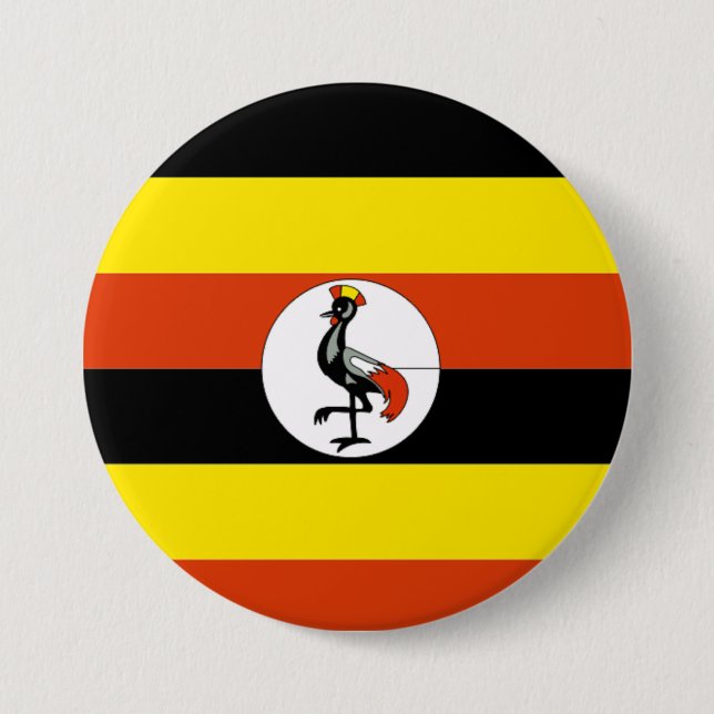 Africa: Flag of Uganda 3 Inch Round Button (Front)