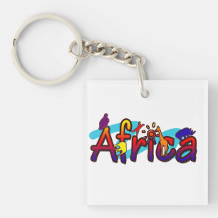 Africa fun colourful safari logo keychain