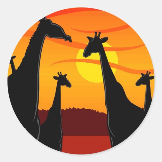 Africa-Giraffes Classic Round Sticker