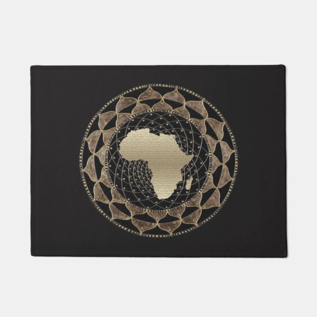 Africa in a Gold and Bronze  Motif Doormat (Front)