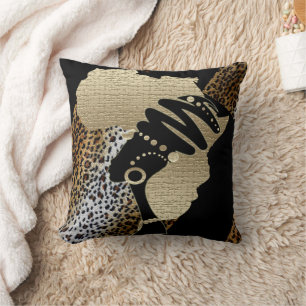  Africa In Gold – Afrocentric Heritage  Throw Pillow