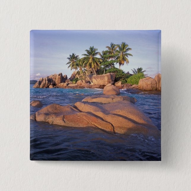 Africa, Indian Ocean, Seychelles, Praslin 2 Inch Square Button (Front)