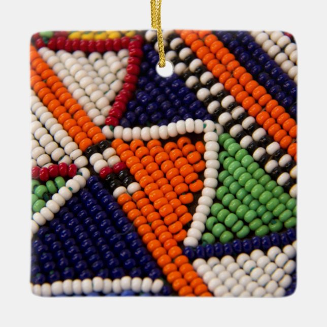 Africa, Kenya. Maasai Tribal Beads Ceramic Ornament (Front)