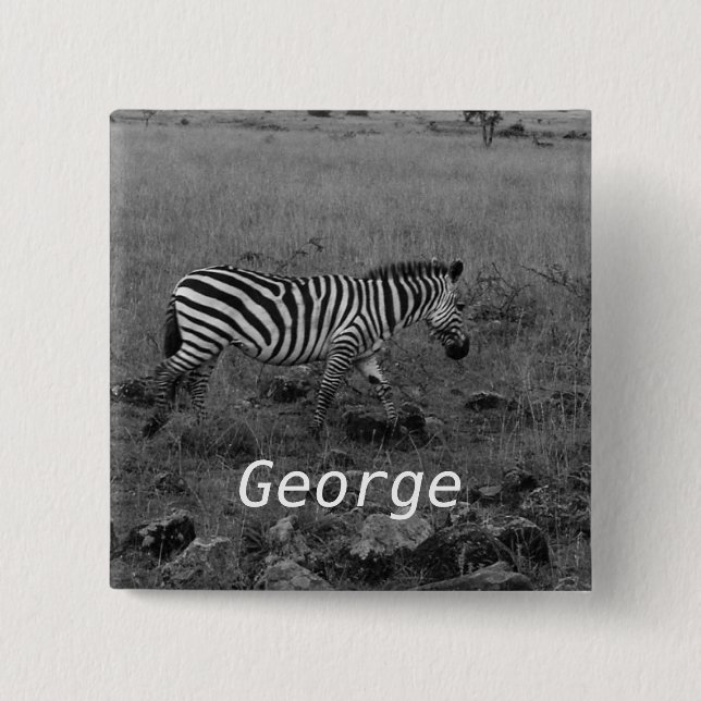 Africa Kenya Zebra in the Wild 2 Inch Square Button (Front)
