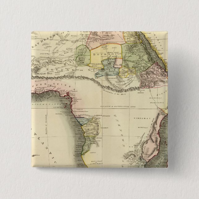 Africa map 2 inch square button (Front)