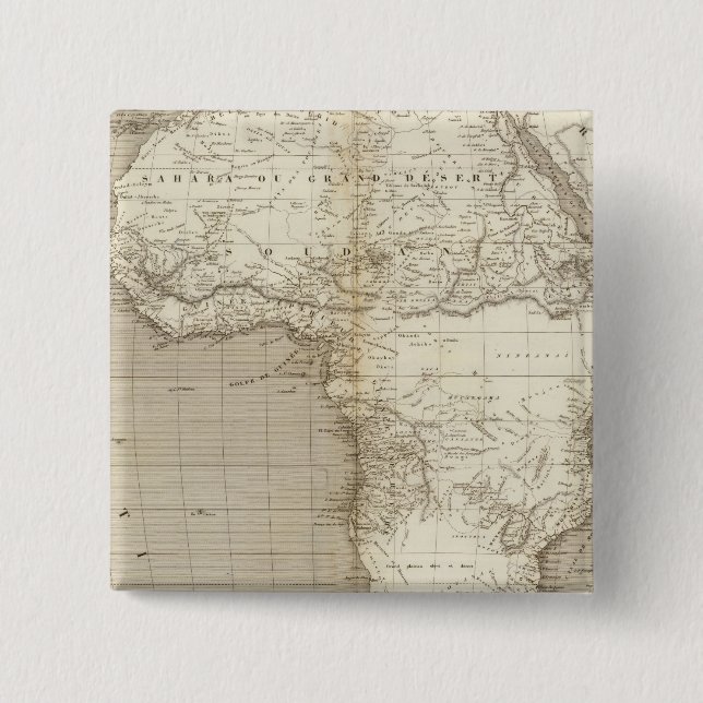 Africa map 2 inch square button (Front)