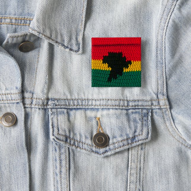 Africa Map African Colours Designer Crochet Print 2 Inch Square Button (In Situ)