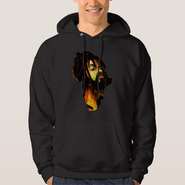 Africa Map African Man Rasta Colors Hoodie (Front)