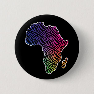 Africa Map African Pride Zebra Pattern 2 Inch Round Button