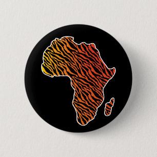 Africa Map African Pride Zebra Pattern 2 Inch Round Button