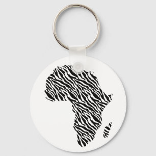 Africa Map African Pride Zebra Pattern Keychain
