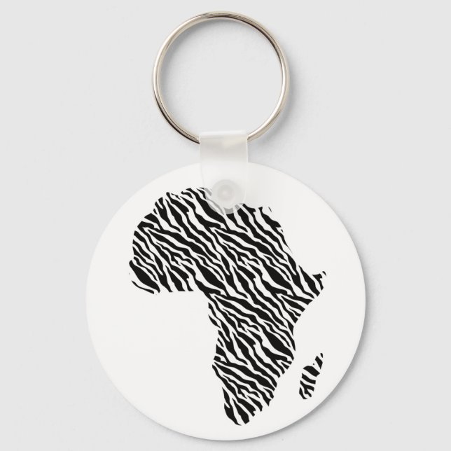 Africa Map African Pride Zebra Pattern Keychain (Front)