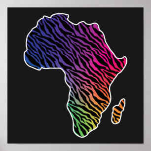 Africa Map African Pride Zebra Pattern Poster