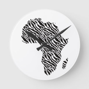 Africa Map African Pride Zebra Pattern Round Clock