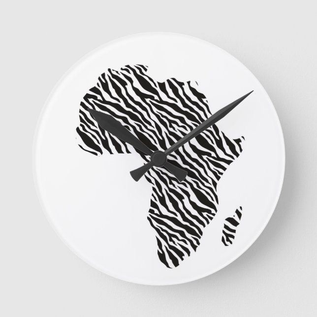 Africa Map African Pride Zebra Pattern Round Clock (Front)
