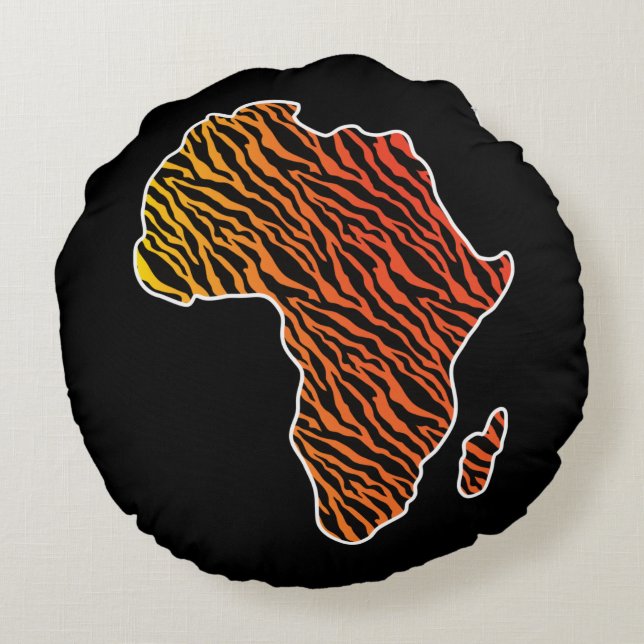Africa Map African Pride Zebra Pattern Round Pillow (Back)