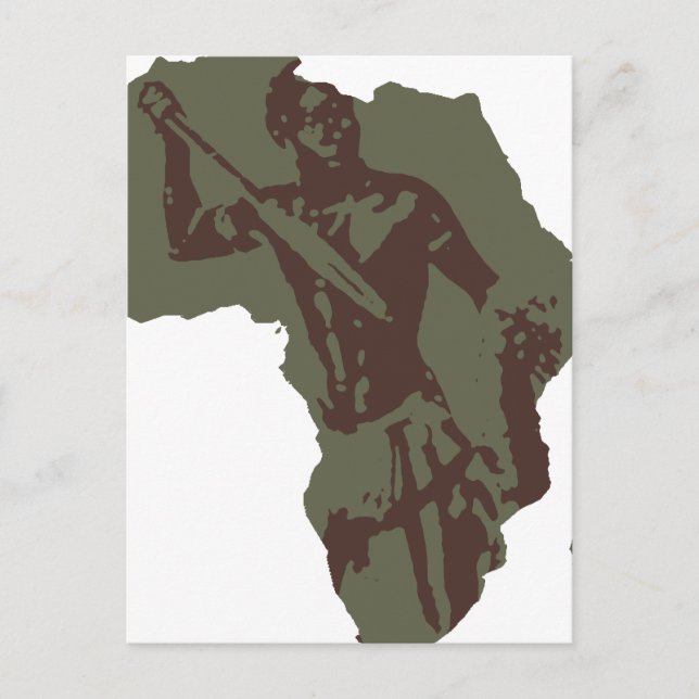 Africa Map African Warrior Artwork Postcard (Front)