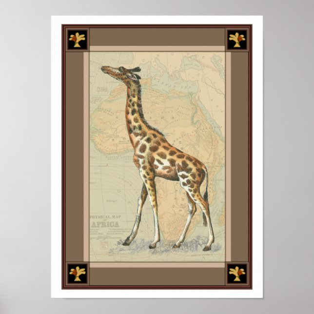 Africa Map and a Giraffe Poster (Front)