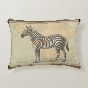 Africa Map and a Zebra Decorative Pillow
