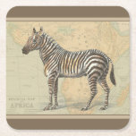Africa Map and a Zebra Square Paper Coaster<br><div class="desc">This piece of artwork will please any world traveller and animal lover. The background represents the map of Africa and there is a picture of a zebra on top of it. In this image,  the borders makes it the perfect decorative art piece.</div>