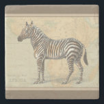 Africa Map and a Zebra Stone Coaster<br><div class="desc">This piece of artwork will please any world traveller and animal lover. The background represents the map of Africa and there is a picture of a zebra on top of it. In this image,  the borders makes it the perfect decorative art piece.</div>