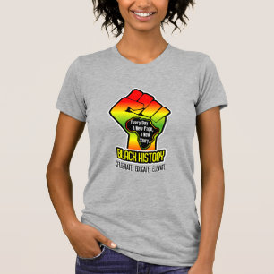 Africa Map and Fist Name on Back Black History T-Shirt
