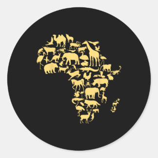 Africa Map Animals Melanin African Black History M Classic Round Sticker