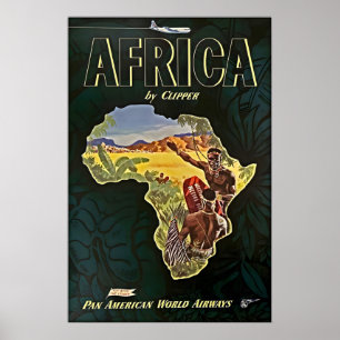 Africa Map Art African Print Pan Am Travel Pos