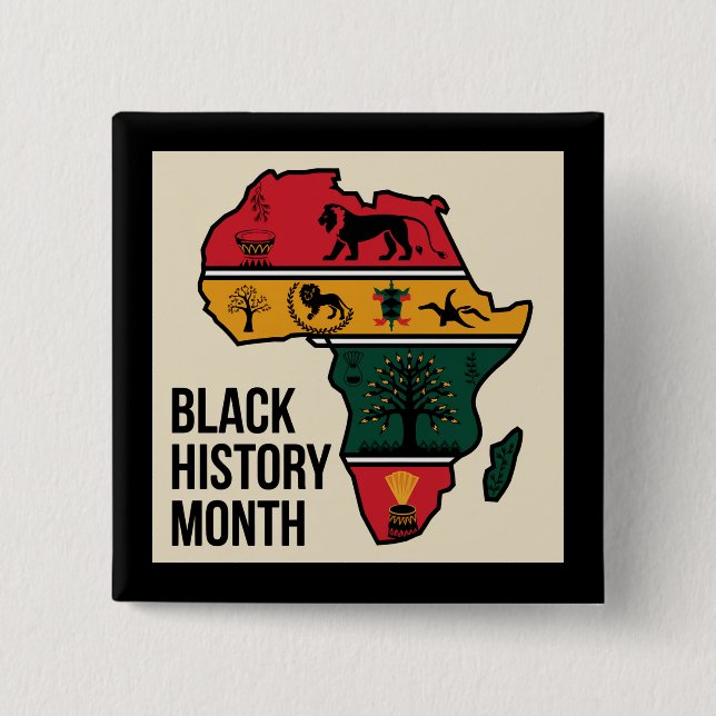 Africa Map Black History Month 2 Inch Square Button (Front)