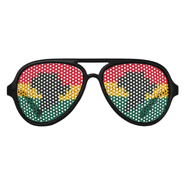 Africa Map Black Red Gold Green African Crochet Aviator Sunglasses (Front)