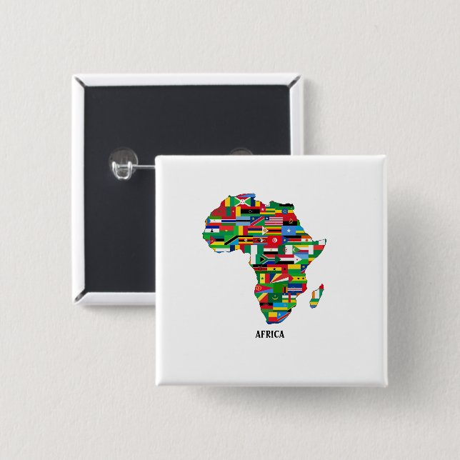 Africa Map Continent 2 Inch Square Button (Front & Back)