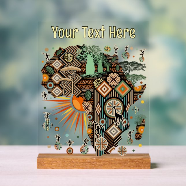 Africa Map Decorative Tribal Elements Pattern (Neutre)