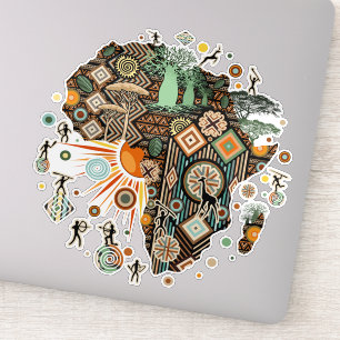 Africa Map Decorative Tribal Elements Pattern