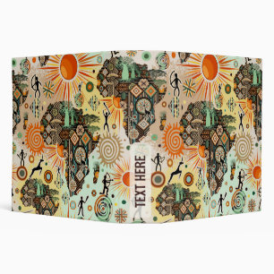 Africa Map Decorative Tribal Elements Pattern Binder