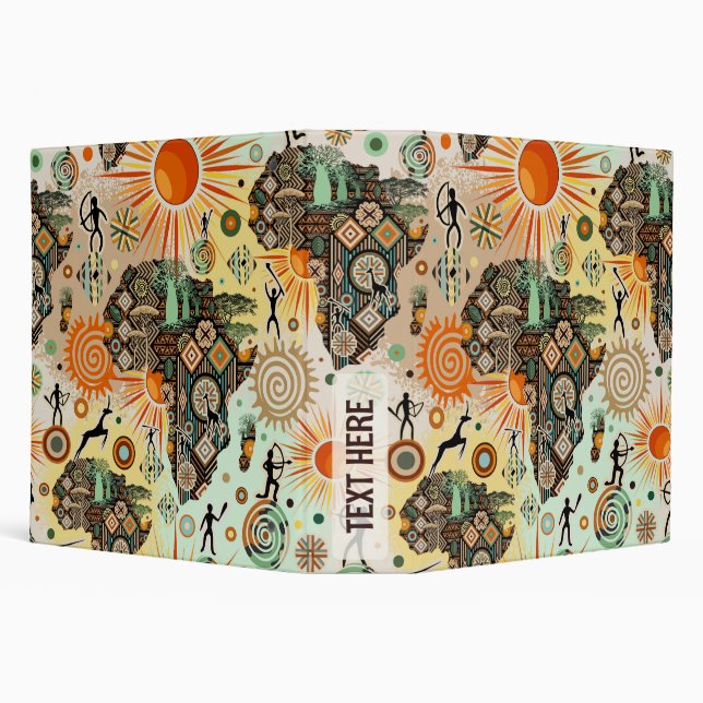 Africa Map Decorative Tribal Elements Pattern Binder (Background)